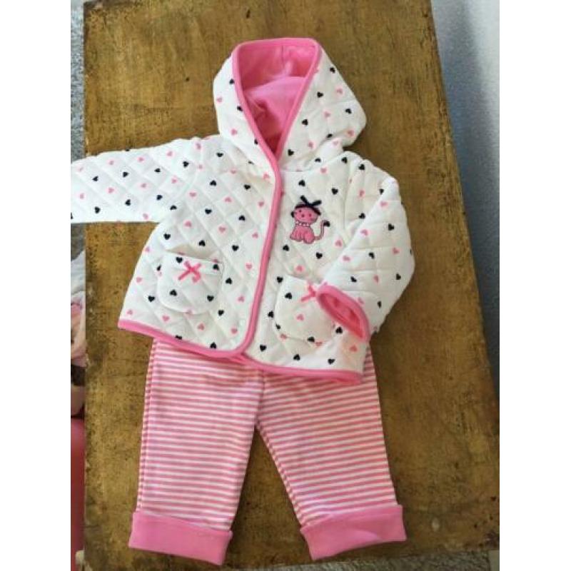 LITTLE Me nieuw pakje mt 74 roze 9 mnd Broek+ jasje 2 kanten