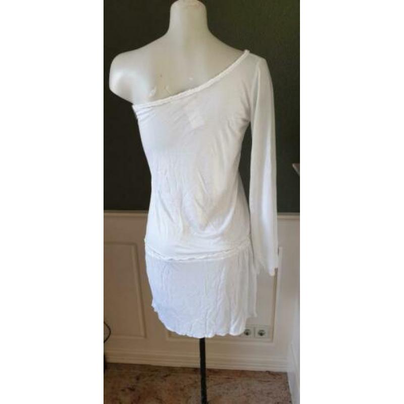 NIEUW one shoulder DEBBIE KATZ tuniek S / M 38/40, top wit