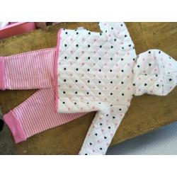 LITTLE Me nieuw pakje mt 74 roze 9 mnd Broek+ jasje 2 kanten