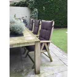 hardhouten tuinset 6 pers met kussens