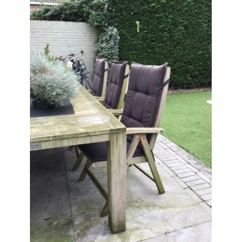 hardhouten tuinset 6 pers met kussens