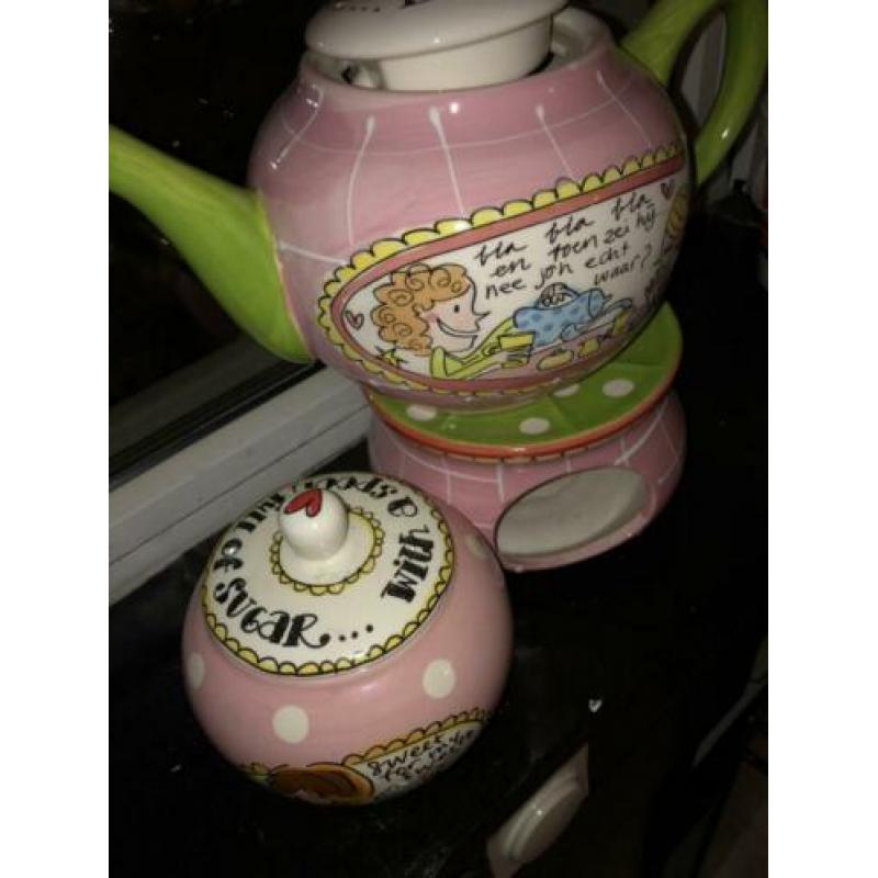 Theepot , theelicht en suikerpot blond Amsterdam zgan