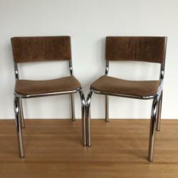 Set van 2 robuuste vintage chroombuis stoelen jaren 60 70