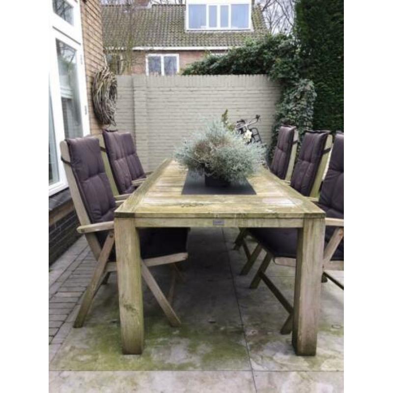 hardhouten tuinset 6 pers met kussens