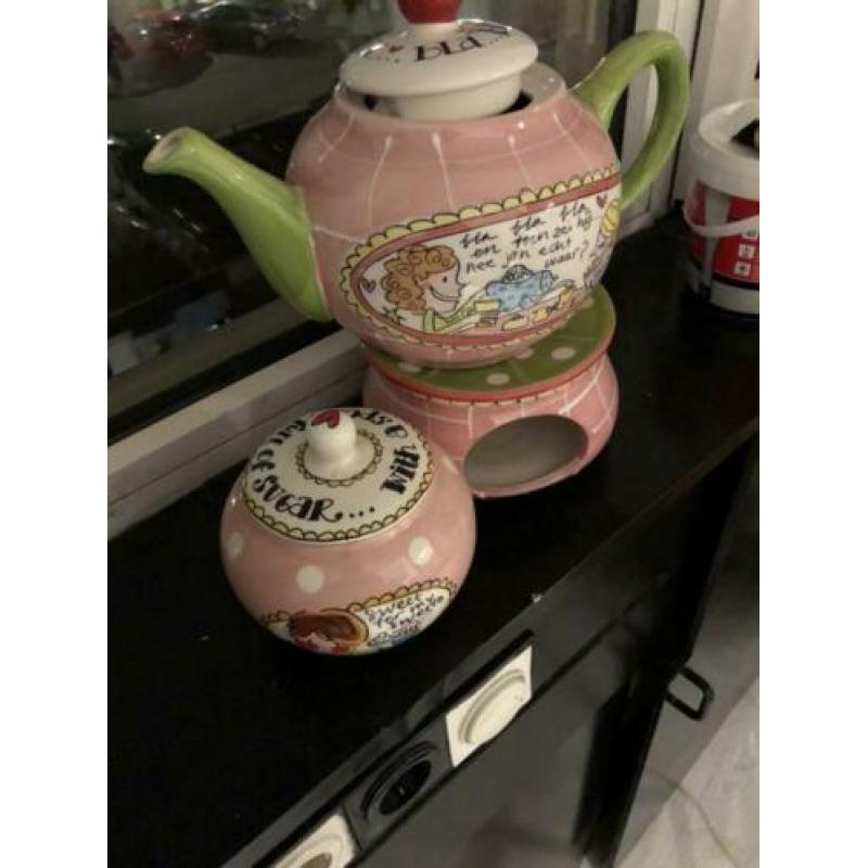 Theepot , theelicht en suikerpot blond Amsterdam zgan