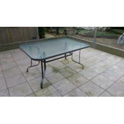 aluminum frame tuintafel glazen blad 0.97 x 1.53 bois le duc