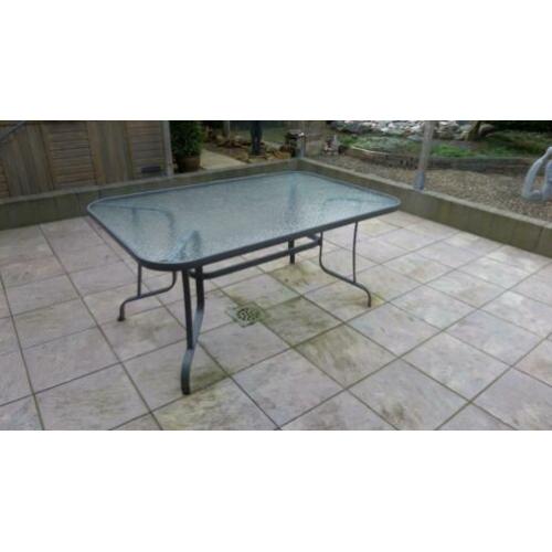 aluminum frame tuintafel glazen blad 0.97 x 1.53 bois le duc