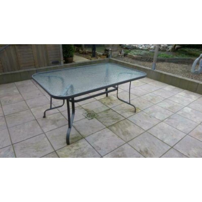 aluminum frame tuintafel glazen blad 0.97 x 1.53 bois le duc