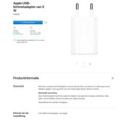 Apple USB-lichtnetadapter van 5 W Nieuw