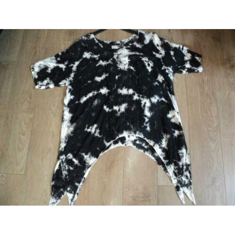 tuniekGlamour punten tuniek, tie and dye zwart grijs 48 50