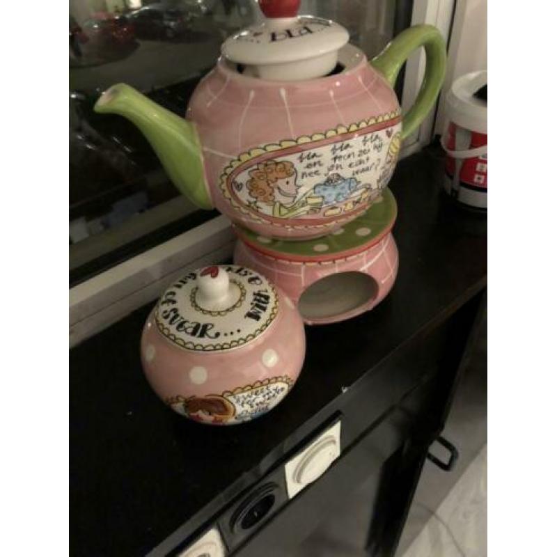 Theepot , theelicht en suikerpot blond Amsterdam zgan
