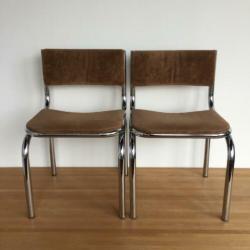 Set van 2 robuuste vintage chroombuis stoelen jaren 60 70