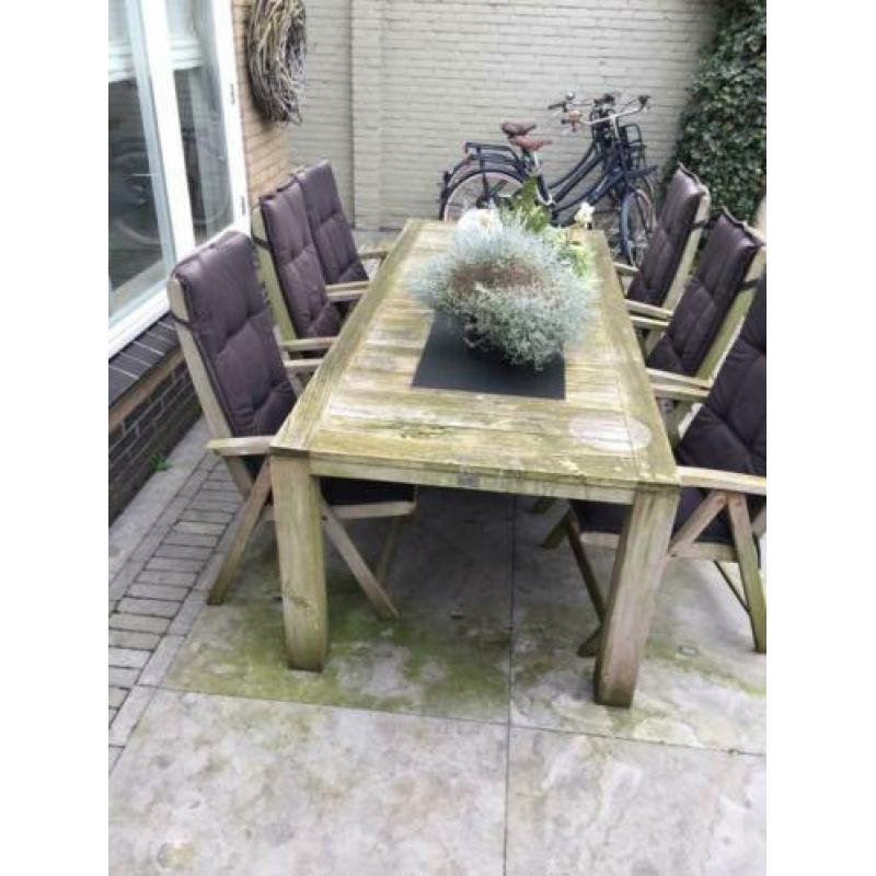 hardhouten tuinset 6 pers met kussens