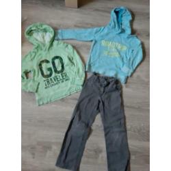2 truien/hoodies Mitch en broek Mexx maat 116