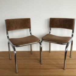 Set van 2 robuuste vintage chroombuis stoelen jaren 60 70