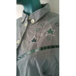 Grijsgroene vintage blouse lange mouwen maat 44 -PI3