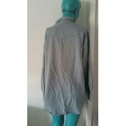 Grijsgroene vintage blouse lange mouwen maat 44 -PI3
