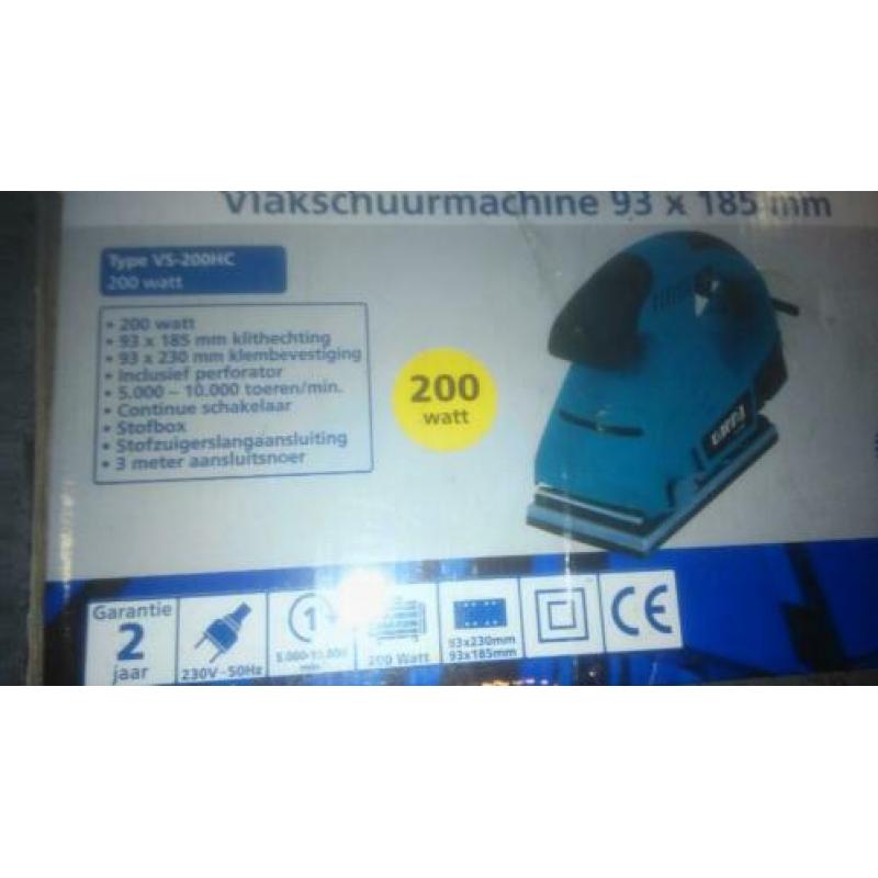 MOET NU WEG!! Vlakschuurmachine + schuurgaas, in doos!