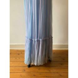 Lange blauw paarse kanten vintage jurk van Pronuptia