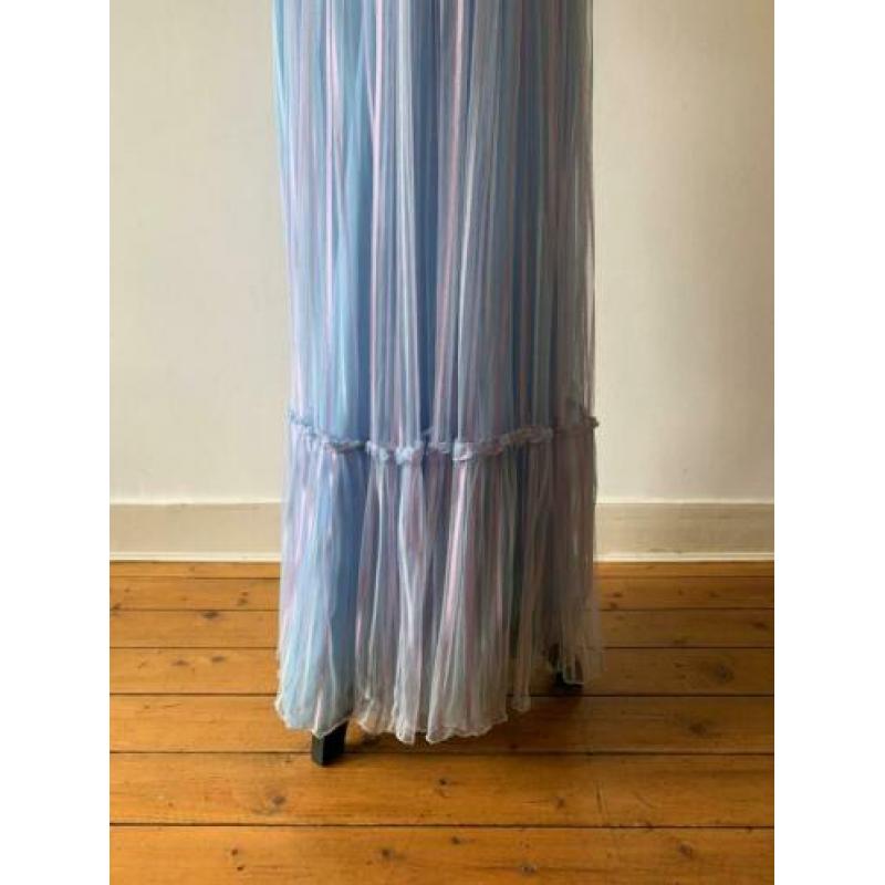 Lange blauw paarse kanten vintage jurk van Pronuptia