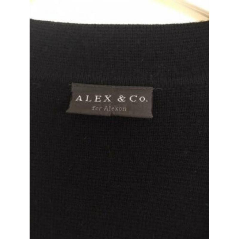 Diep zwart vest/jasje 100% wol Alex&Co mt 40/42
