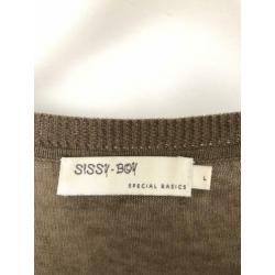 Sissy Boy, zijde top. Kleur kaki