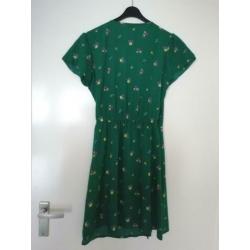 Groen Overslag jurkje met bloemetjes retro look 38 m