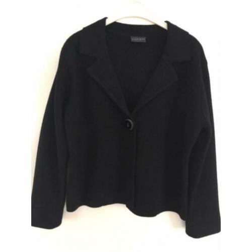 Diep zwart vest/jasje 100% wol Alex&Co mt 40/42