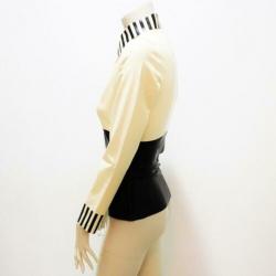 Latex blouse wit zwart sexy kinky trendy NIEUW mt. L: 70,-