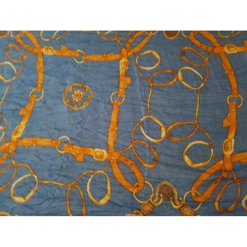Sjaal blauw en geel sjalen dames brede overslag sjaal glad