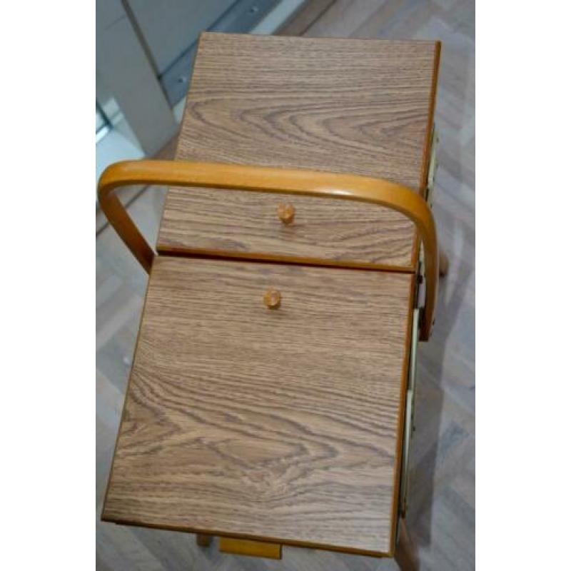 Vintage Houten Naaibox (met inhoud)