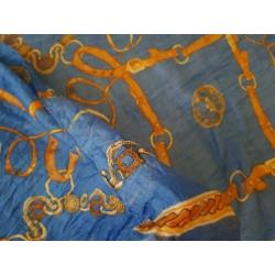 Sjaal blauw en geel sjalen dames brede overslag sjaal glad
