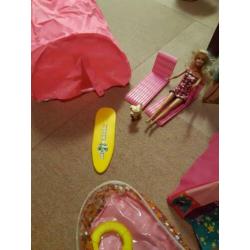 Camping set Barbie 2 tenten, zwembad