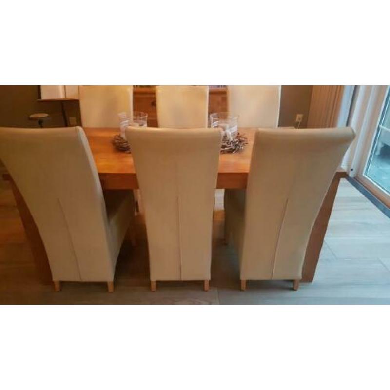6 leren eetkamer stoelen