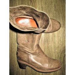 SHABBIES AMSTERDAM ! Bruine Leren laarsjes mt 40.