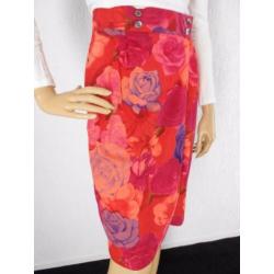 First nieuw bloemen print rok rood paars apart chique 40 38