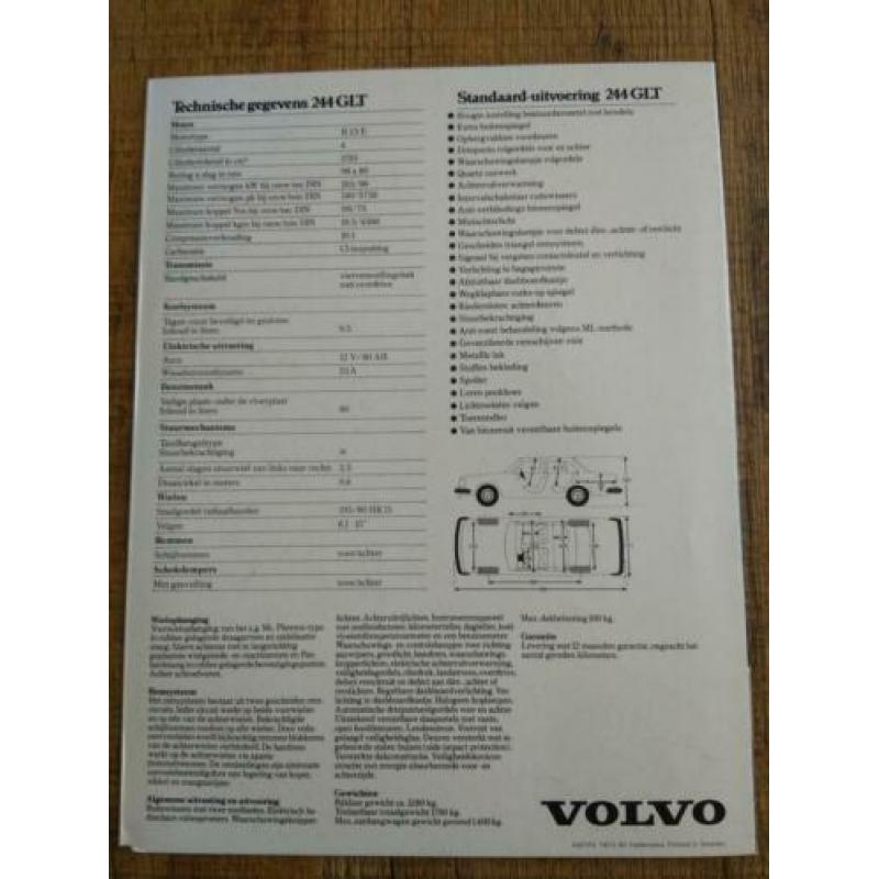 Volvo 244 GLT folder uit 1980