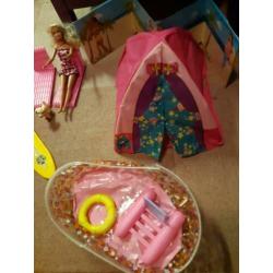 Camping set Barbie 2 tenten, zwembad