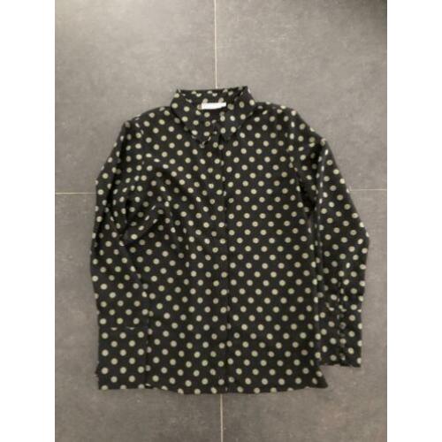 Geisha blouse zwart met groene stippen, maat S, 1x gedragen
