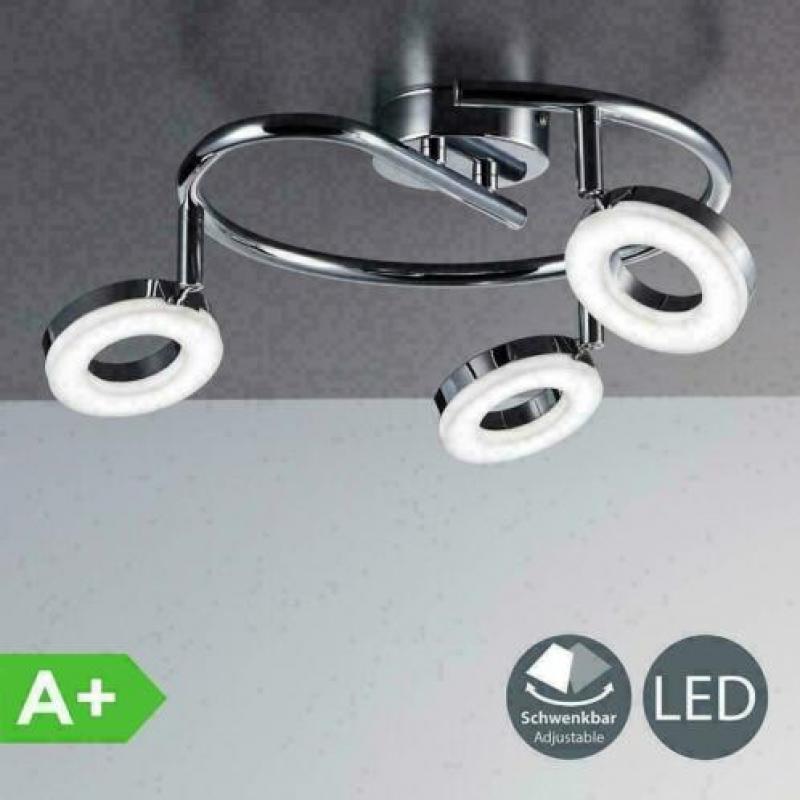 Plafond spot 3 delig silver led modern gedraaid spots