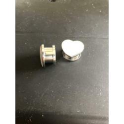 NIEUW! Tunnels met parelmoer hartjes 14mm