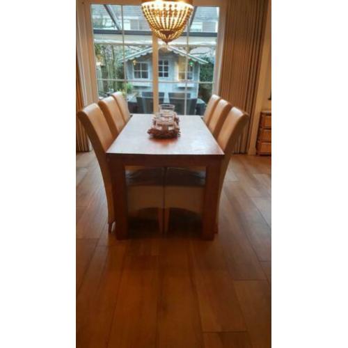 6 leren eetkamer stoelen