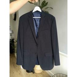 Donkerblauwe colbert (maat 51) + pantalon (maat 50) merk Liv