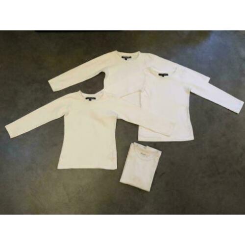 4 witte longsleeve shirts maat 116 - 122