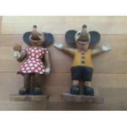 Mickey & Minnie Mouse houten poppen