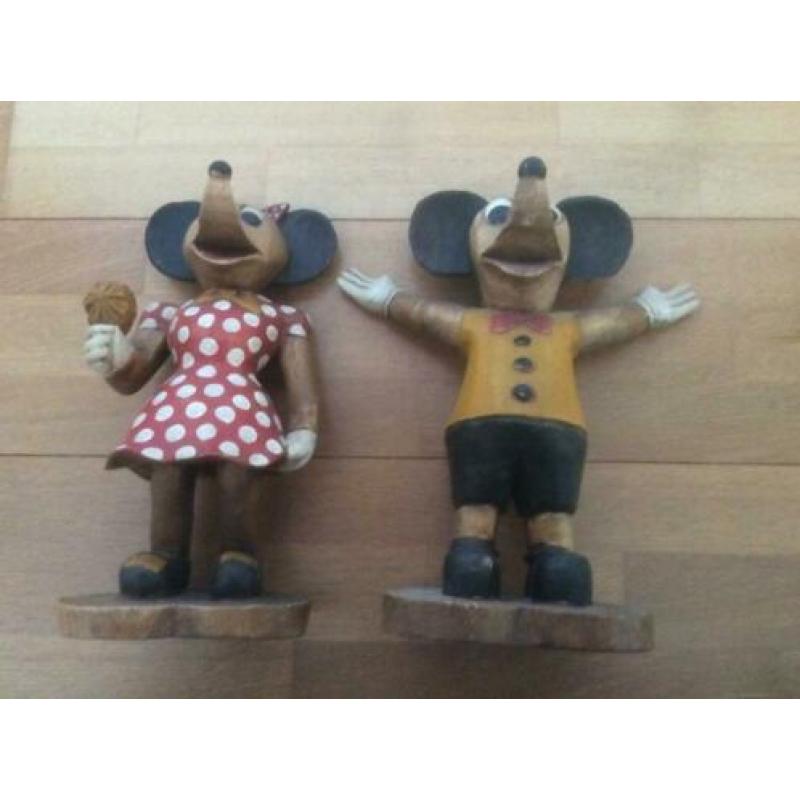 Mickey & Minnie Mouse houten poppen