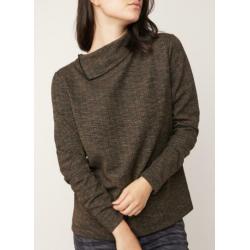 Expresso bruin/zwarte trui met col en rits, maat XS
