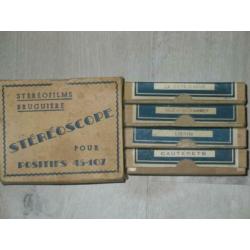 antieke stereoscope met 4 doosjes stereo foto positieven