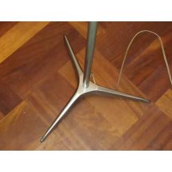 Vintage Retro Aluminium Staande Schemerlamp met Stoffen Kap