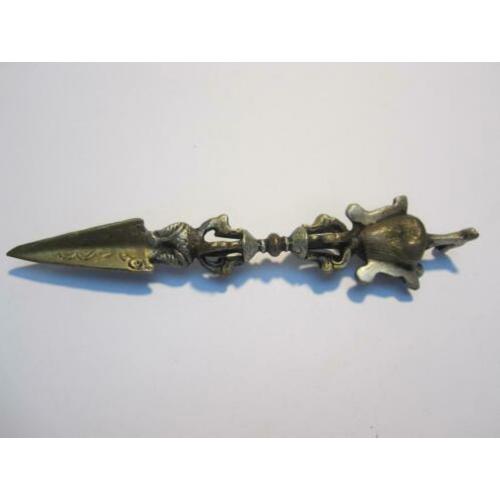Antieke bronzen Phurba Vajra uit Tibet/ Nepal.
